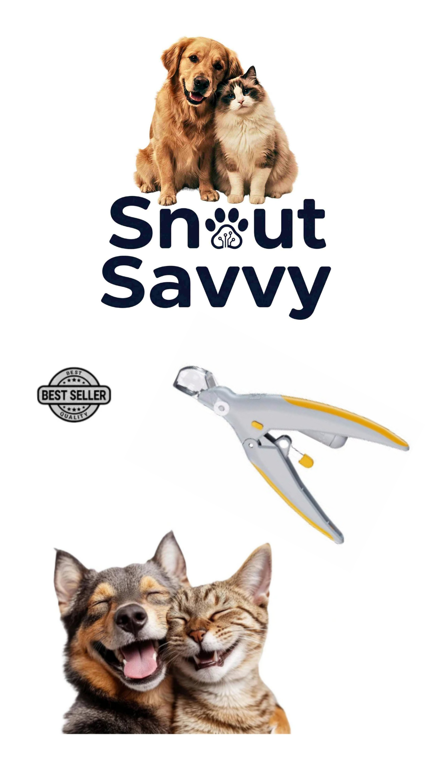 SnoutSavvy™ LED Safe Pet Nail Clipper | Quick-Finder Light & Magnifier | No-Mess Trimmer for Cats & Dogs